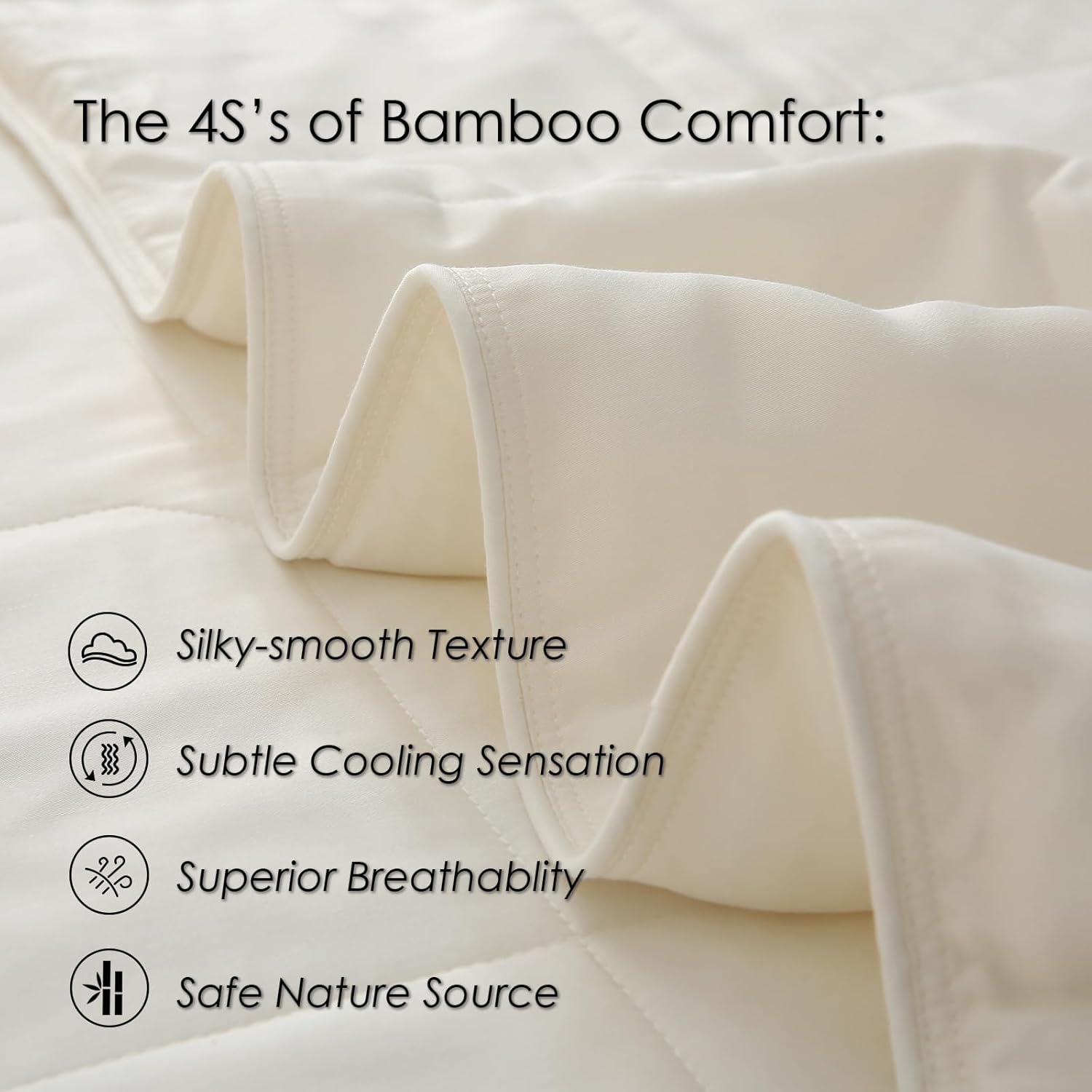 EP Mode Lightweight Quilt Blanket for Summer, Viscose from Bamboo Fabric & Filling, Natural, Breathable & Machine Washable- Ivory, Twin