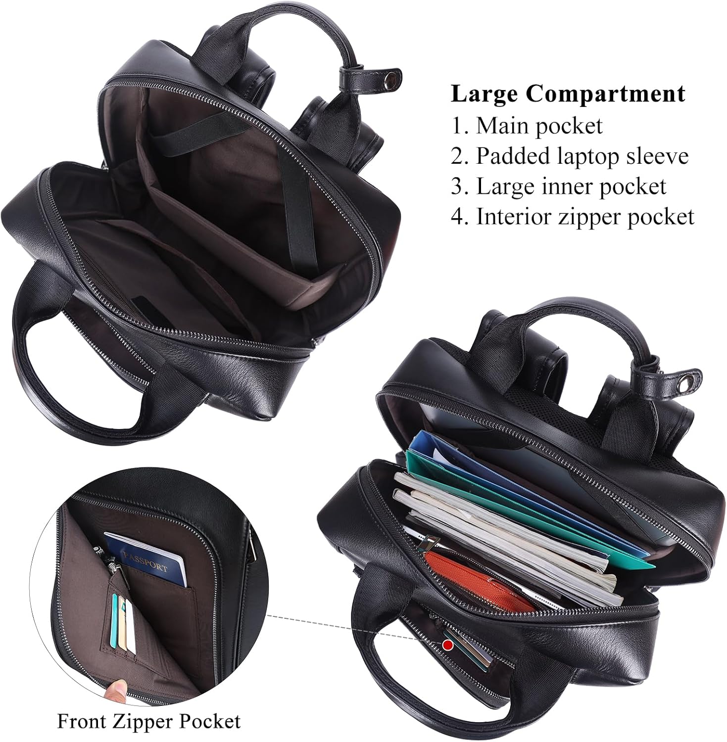 TIDING Genuine Leather 15.6 Inch Laptop Business Backpack for Men & Women, Professional Work Casual Daypack Waterproof Travel Outdoor Bag