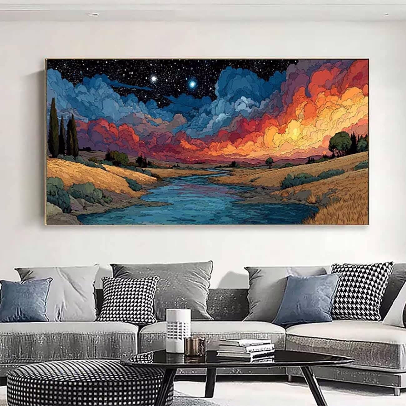 Cloud Dimond Painting Landscape Diamond Art Kits for Adults Beginners DIY 5D Square Full Dirll Crystal Gem Art Embroidery Paintings Crafts Picture Kit, Home Wall Decor, Hobbies for women 40x80in j0-w0