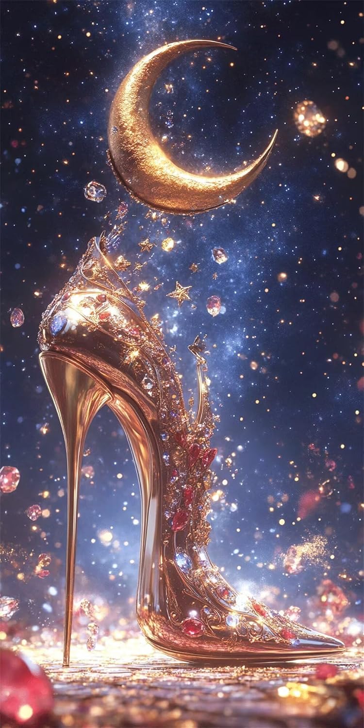 Diamond Art Kits for Adults High Heel Diamond Painting Kits, 5D DIY Square Moon Full Drill Dimond Art Paintings Crystal Crafts for Adults for Gift Home Wall Decor, Large Size 36 x 72 Inch, Model870