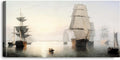 A&T ARTWORK Boston Harbor, Sunset, Fitz Henry Lane Sailboat Warship Painting Reproductions Reproductions,Giclee Canvas Prints Wall Art for Home Decor,45x24x1.5 inches
