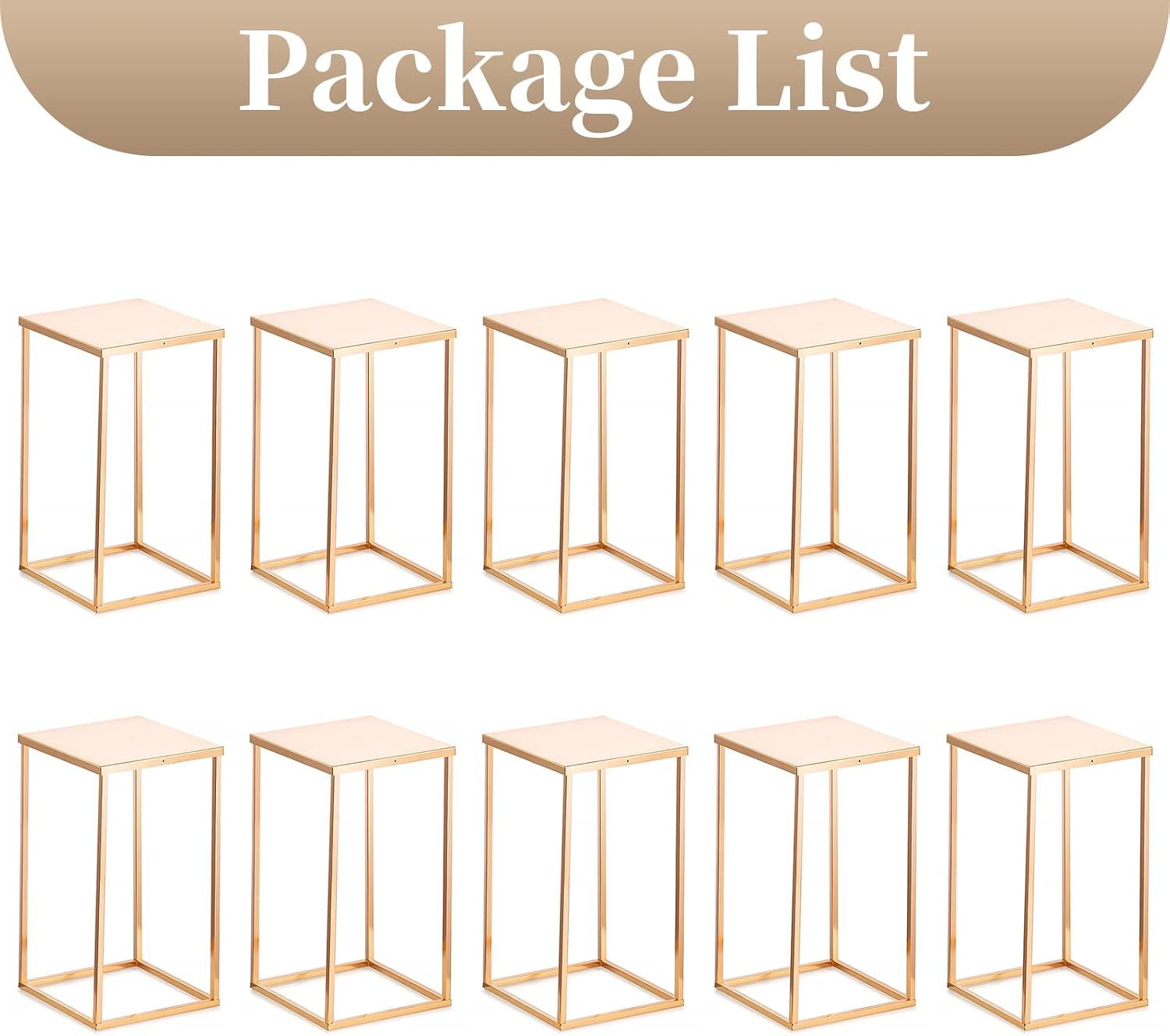 Sziqiqi Wedding Centerpieces Vase for Tables with Plates - 10 Pcs Metal Column Geometric Flower Stand 15.7in Gold Flower Display Rack Decorations for T-Stage Reception Party Fiesta Event Home
