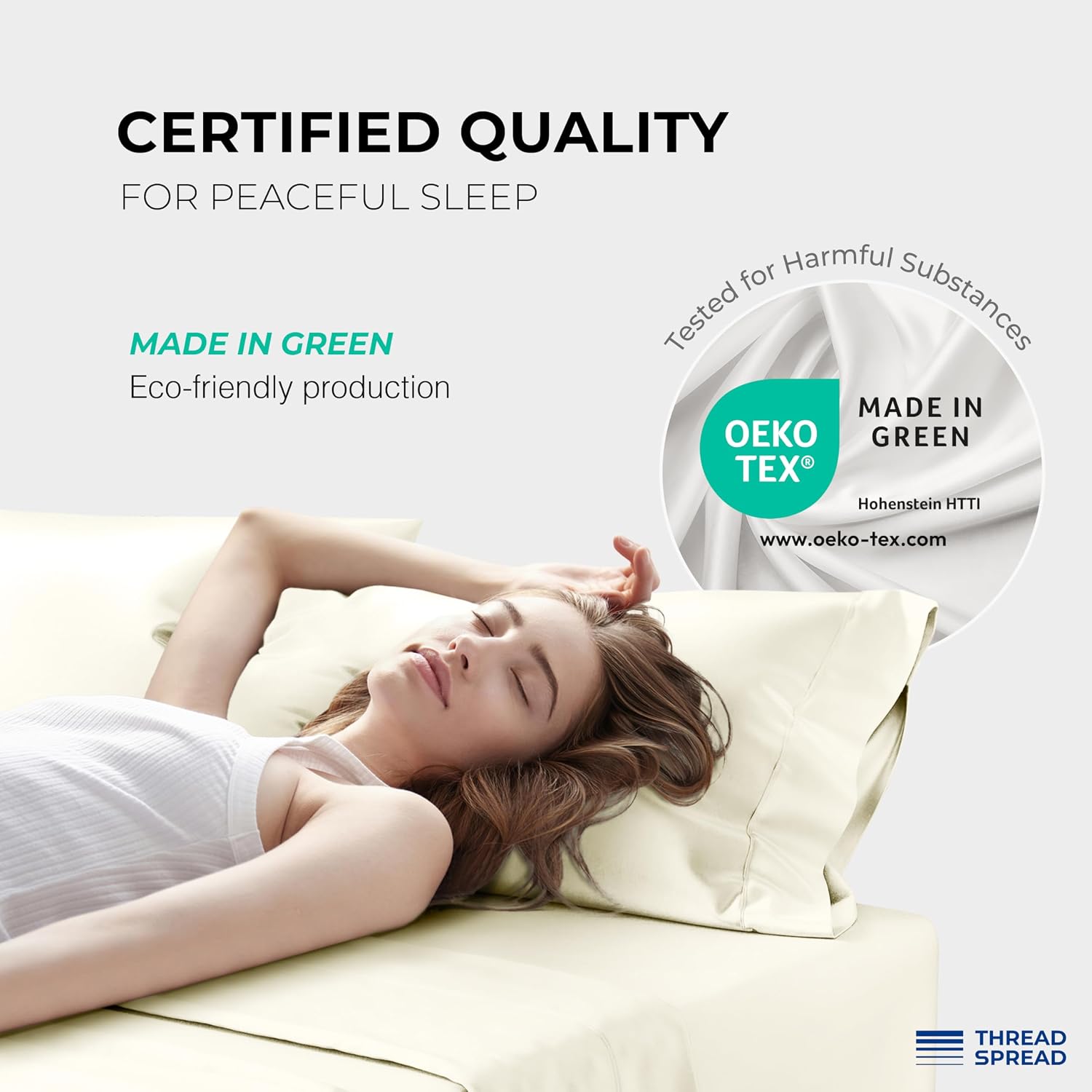 THREAD SPREAD 100% Egyptian Cotton Queen Sheets Set - 1200 Series Plush Collection Luxury Egyptian Cotton Sheets Queen Size Deep Pocket (4 PC, Ivory), Soft, Cooling, Sateen Weave Sheet Set