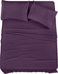 Egyptian Cotton Queen Size Sheet Set, 4Pc Bed Set, Soft & Breathable Percale Weave, Fits 10-12' Deep Pocket, Hotel-Quality 1000 Series Bed Sheets (Solid, Plum)