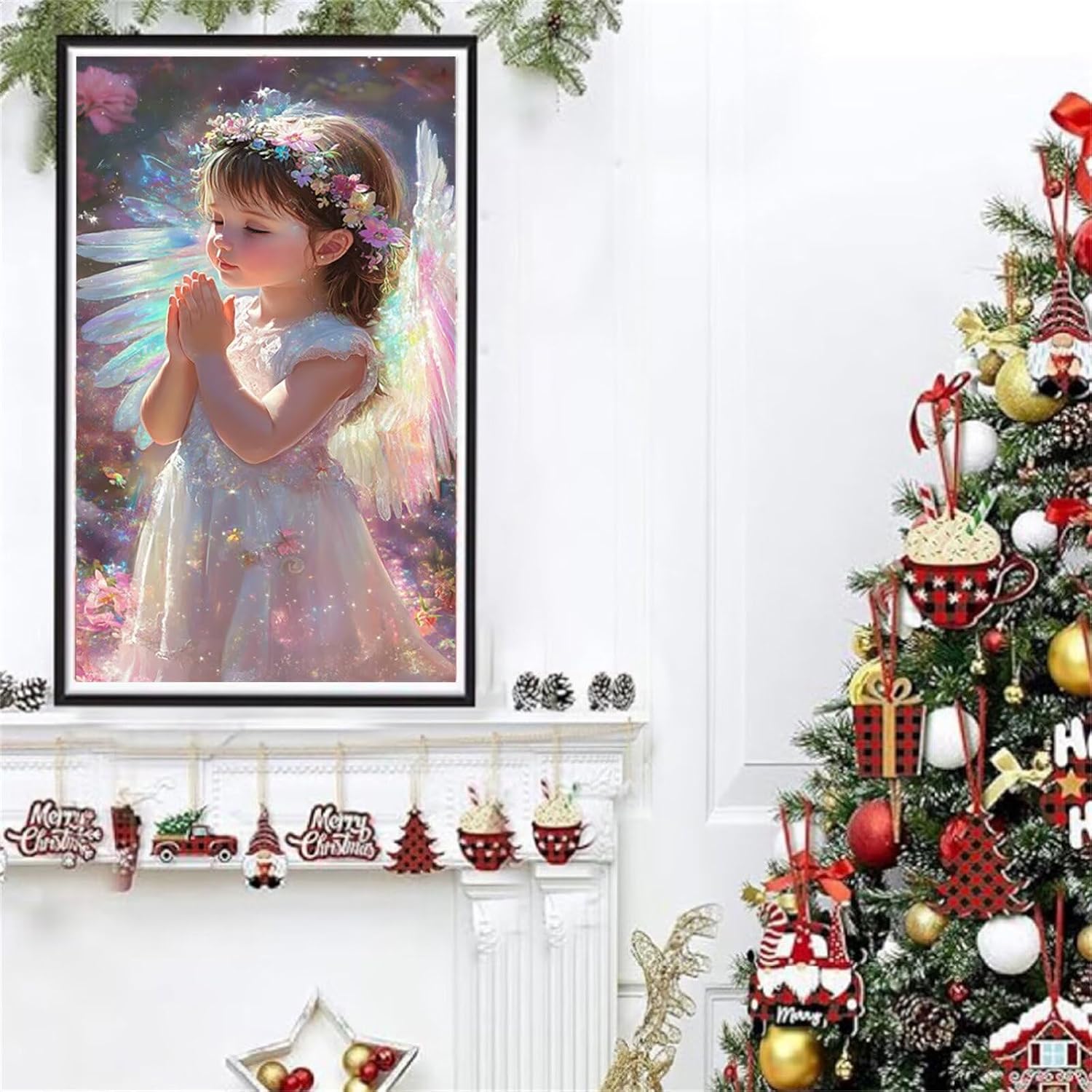 Diamond Art Kits for Adults Angel Diamond Painting Kits, 5D Round Girl Full Drill Dimond Art Paintings Crystal Rhinestones Crafts for Adults for Gift Home Wall Decor, Large Size 40 x 80 Inch, Model687