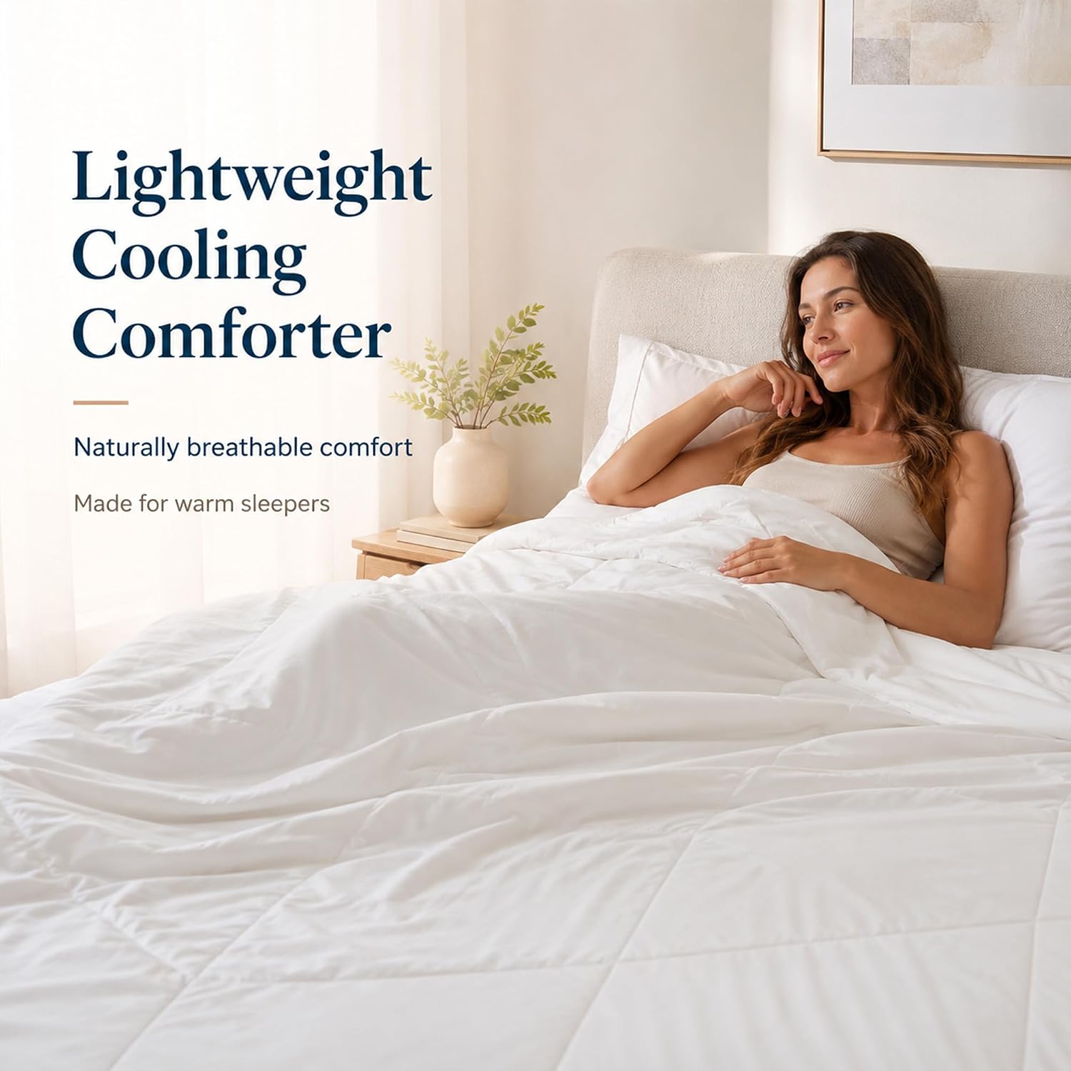 Lightweight Cooling Comforter, 100% Viscose from Bamboo Shell and Fill, Breathable Duvet Insert with Gentle Weight and Comforting Coverage, King 106' x 90'