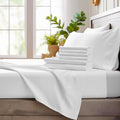 Bamboo Bay 6 Piece Queen Size Sheet Set, 100% Viscose Made from Bamboo, Breathable, Ultra Soft Cooling Bed Sheets for Hot Sleepers, Beddings with Deep Pockets Fit 16' Mattress, White