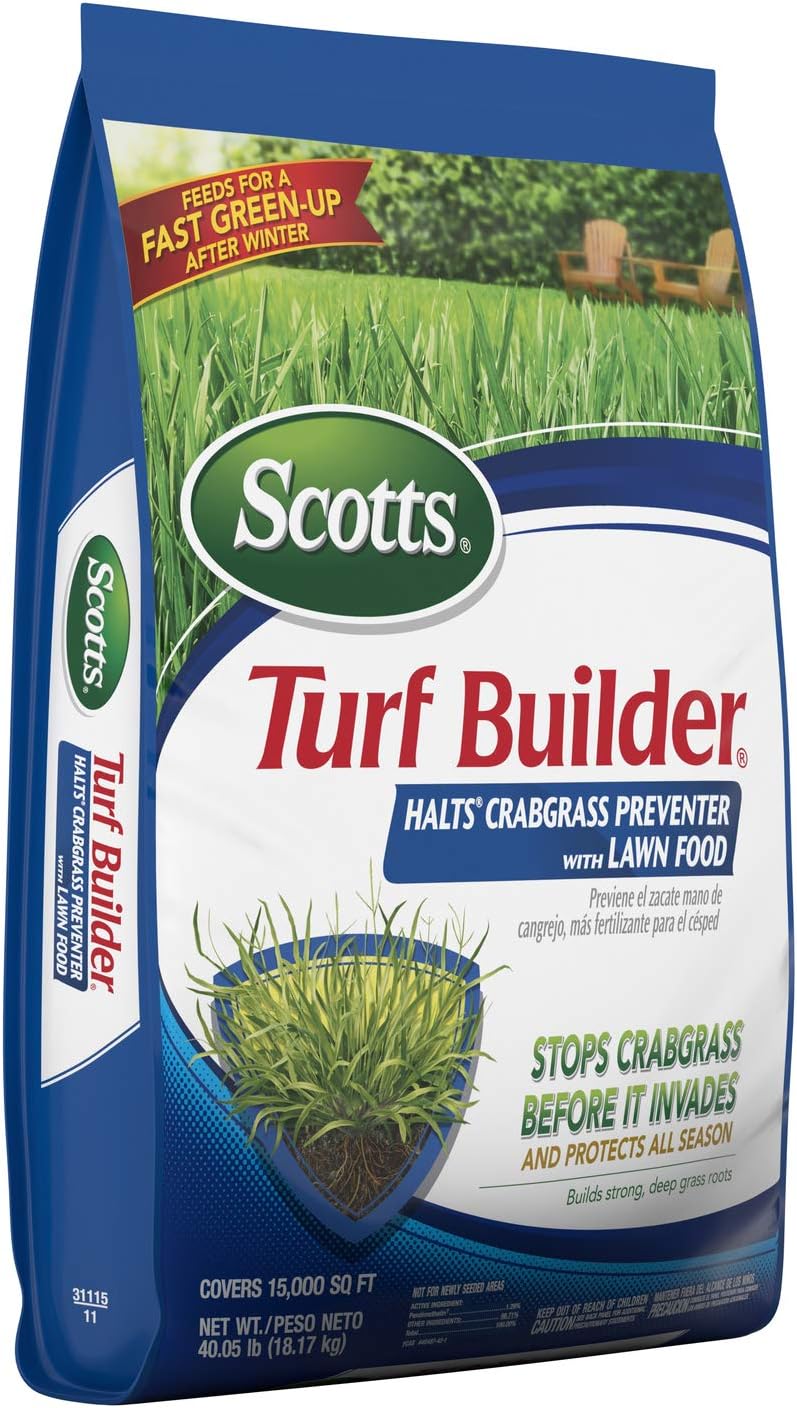 Scotts Turf Builder Halts Crabgrass Preventer with Lawn Food - Pre-Emergent Weed Killer, Lawn Fertilizer, 15,000 sq. ft., 40.05 lbs. (2-Pack)