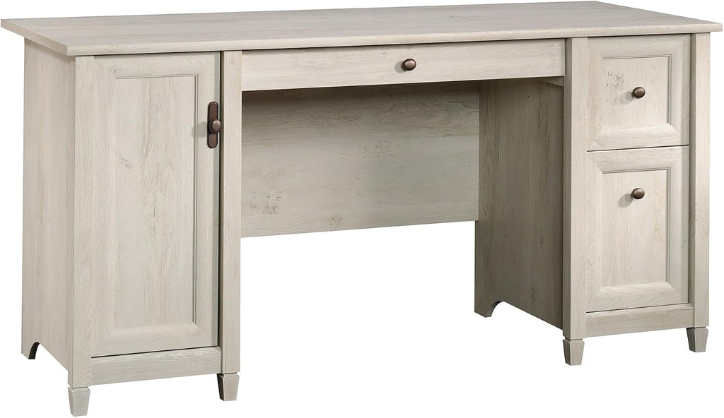 Sauder Edge Water Computer Desk with Storage Drawers, Home Office Desk, in Chalked Chestnut finish