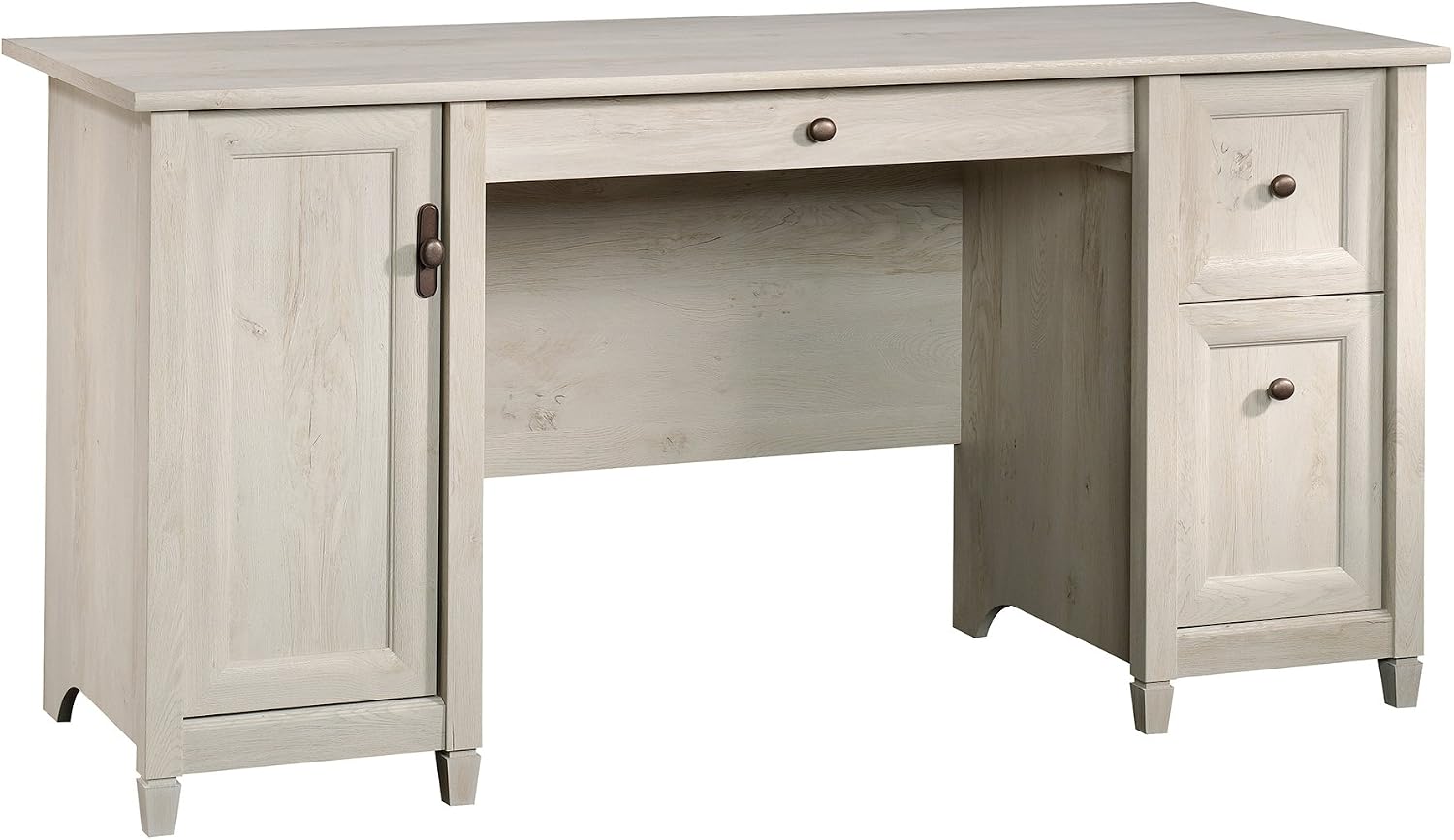 Sauder Edge Water Computer Desk with Storage Drawers, Home Office Desk, in Chalked Chestnut finish