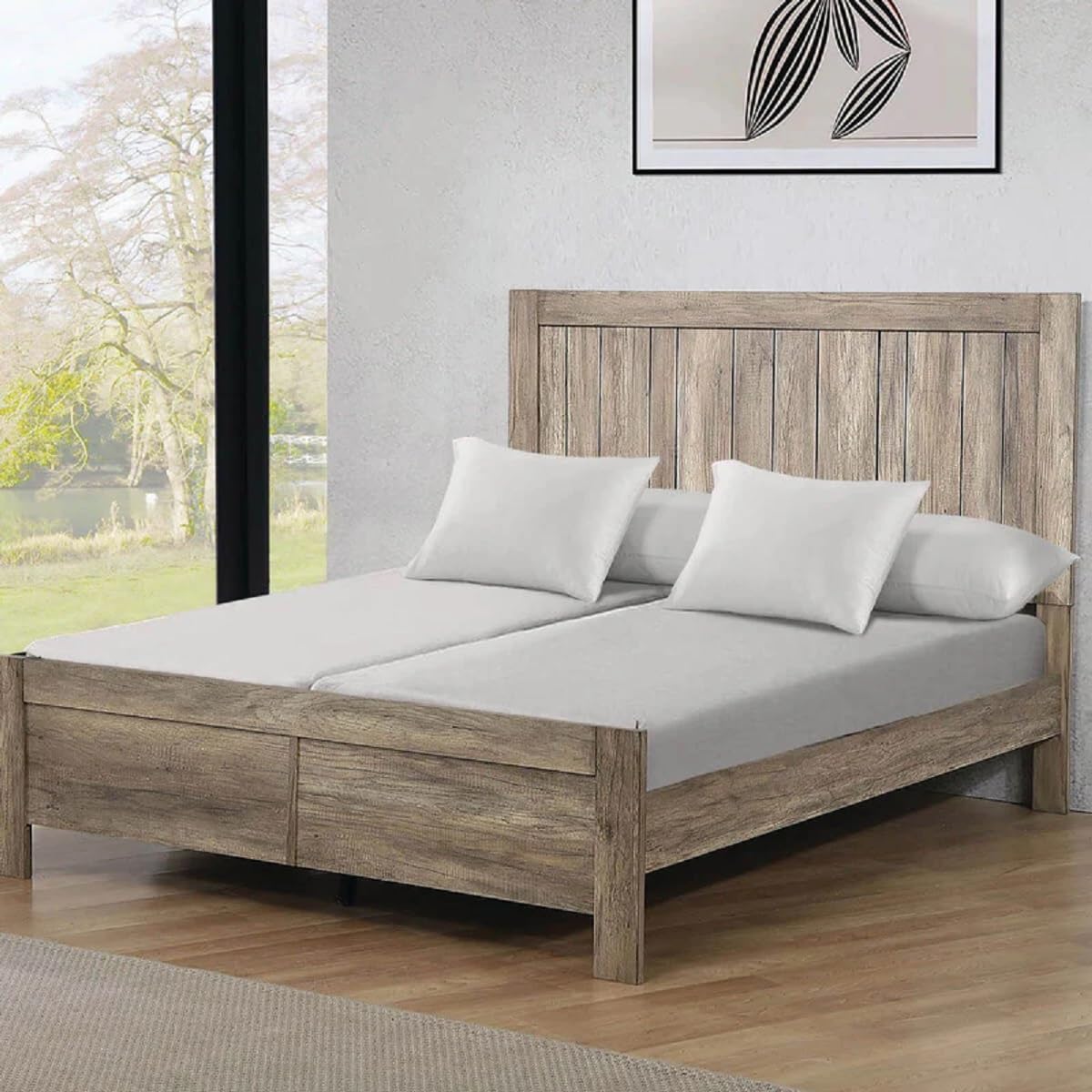 Royal Tradition Viscose from Bamboo Bed Sheets, Split California King, Solid Beige, Super Soft and Cool 5PC Sheet Set