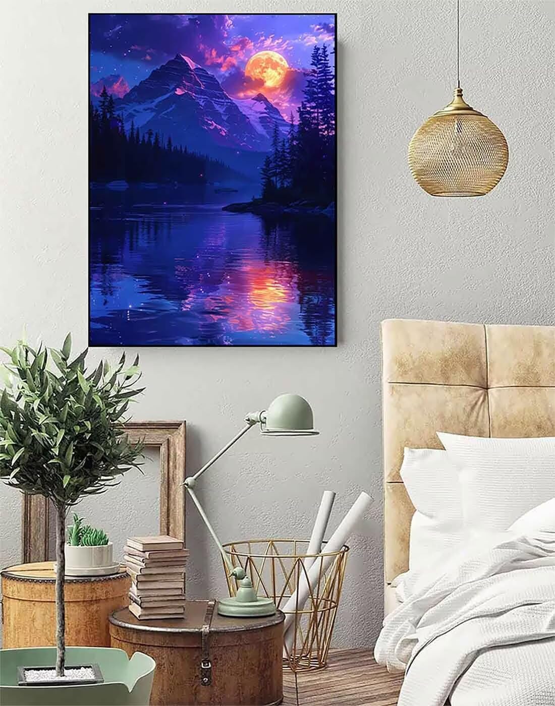 Diamond Art Mountain Diamond Painting Landscape Dimond Art Painting for Adults Beginners, 5D Crystal Gem Crafts Mosaic Kits for Adults Hobbies for Women Gifts, Room Decor, 40 X 54 Inch Canvas -zjn2635