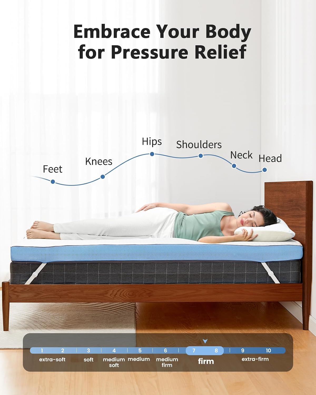 PERLECARE 3 Inch Firm Mattress Topper King Size, Cooling Gel-Infused & Bamboo Charcoal Memory Foam Bed Topper for Pressure Relief, High-Density Mattress Pad with Removable Cover