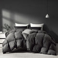 Grey Goose Feather Down Comforter Twin Size, Premium All Season Duvet Insert, 750+ Fill Power 1200TC Cotton Blend Fabric Hotel Style Comforter, 32 Oz Lightweight (68x90, Dark Grey)