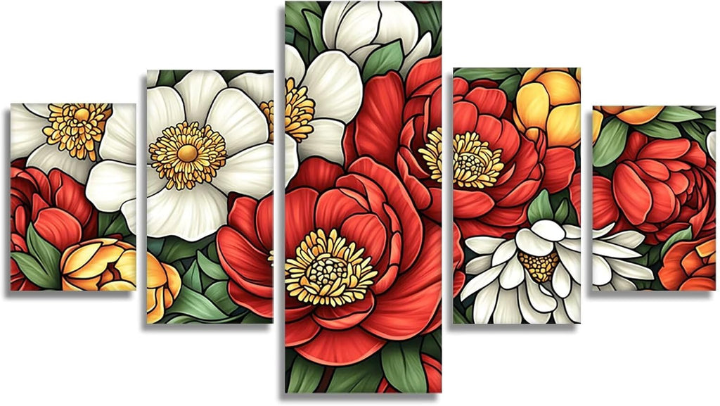 Painted Diamond Art 5 Piece Diamond Painting Geometry 5D DIY Full Round Drill Dimond Art Paintings Crystal Crafts for Adults Gem Painting for Home Decor, Large Artwork for Wall 44 x 90 Inch, Model387