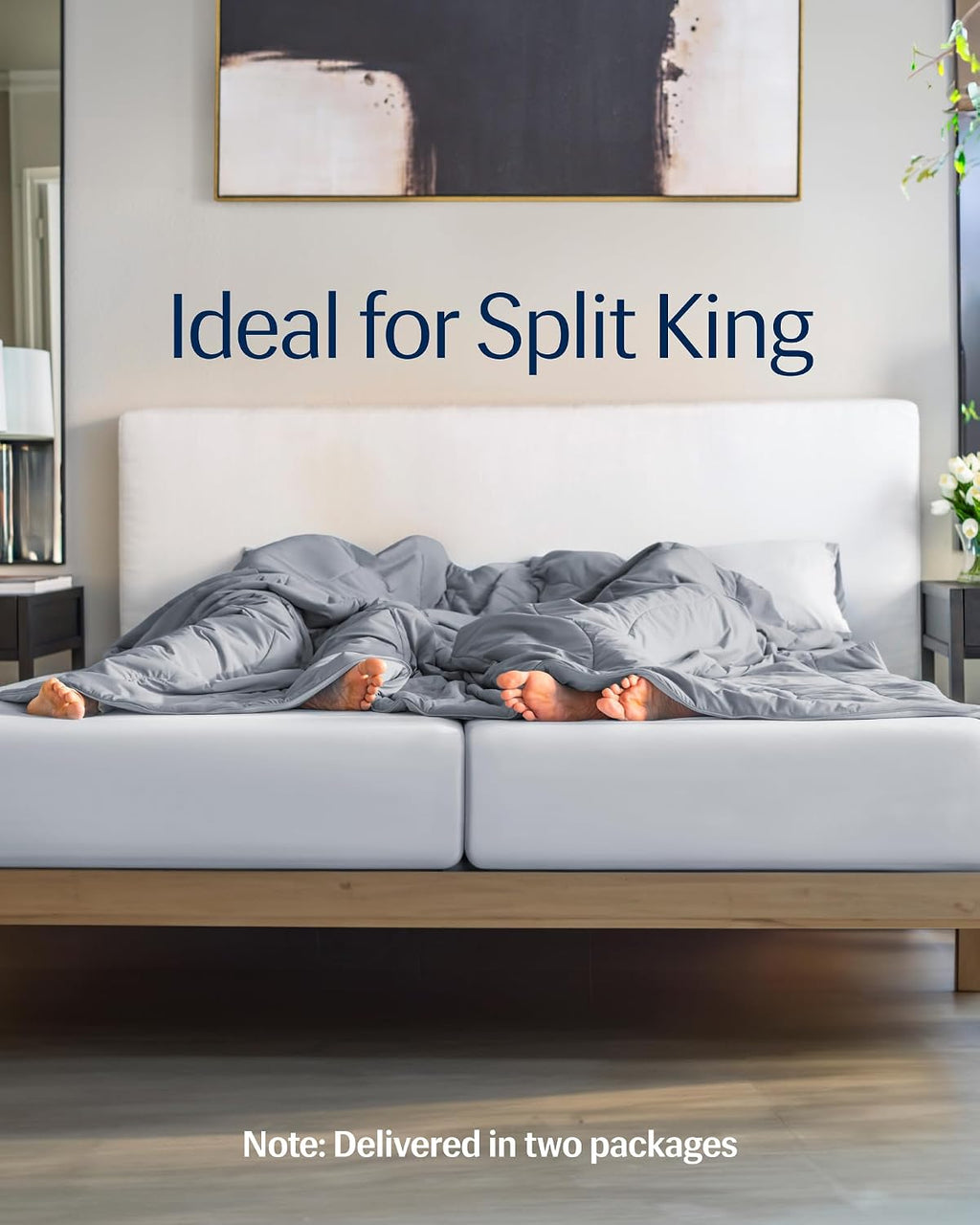 REST® Evercool®+ Cooling Fitted Sheet, Split King, Light Gray, 13''Deep (Stretched up to 15'') Silver Infused Cooling Bedding for Hot Sleeper and Night Sweat, for Fresh and Hygienic Sleep