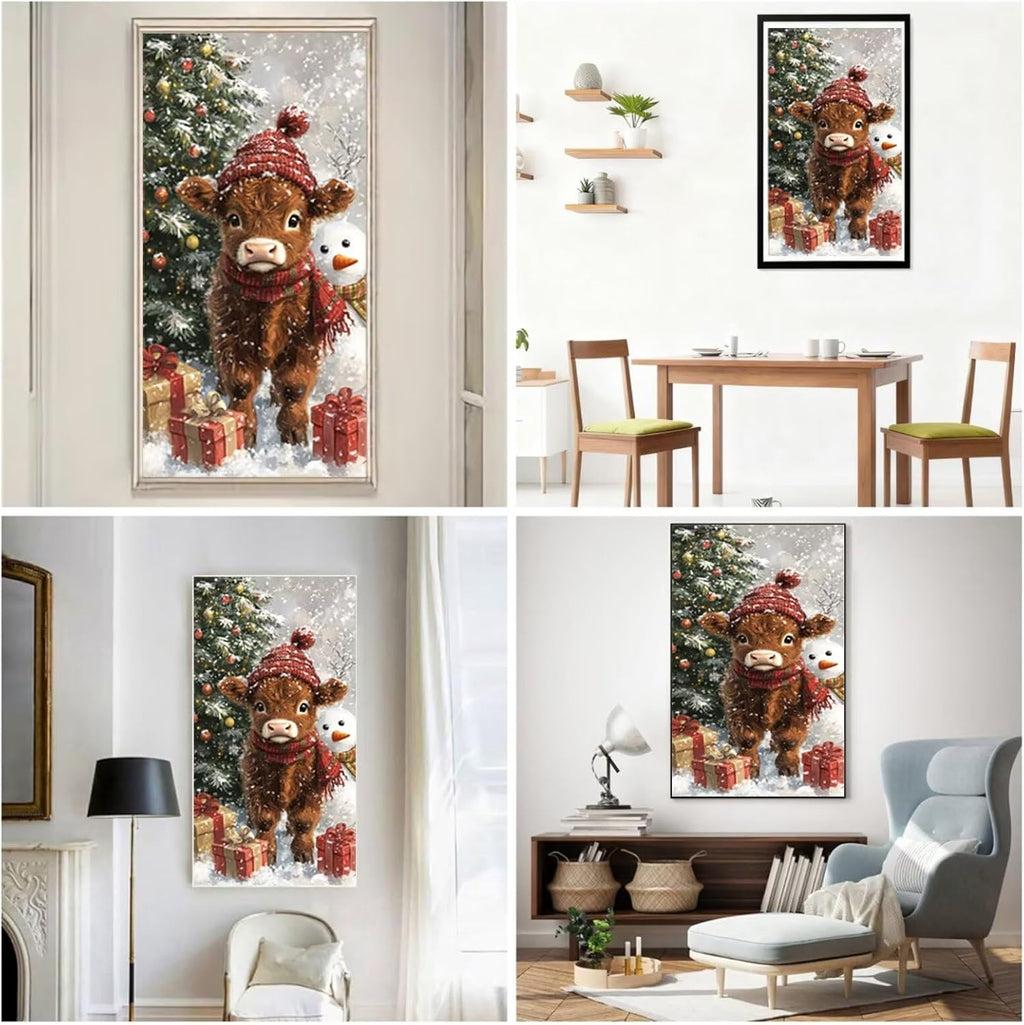 Diamond Art Kits for Adults Highland Cattle Diamond Painting Kits, 5D DIY Round Christmas Full Drill Dimond Art Paintings Crafts for Adults for Gift Home Wall Decor, Large Size 36 x 72 Inch, Model831