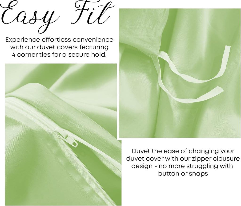 Linenwalas Duvet Cover Set Oversized King Size - Viscose Derived from Bamboo Soft, Breathable, Light Weight, Cooling Comforter Cover with Zipper Closure and Corner Ties (Oversized King, Mint Green)