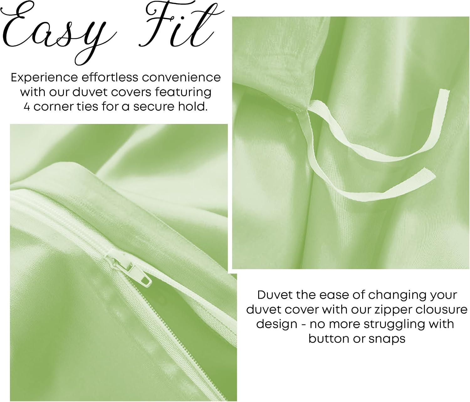 Linenwalas Duvet Cover Set Oversized King Size - Viscose Derived from Bamboo Soft, Breathable, Light Weight, Cooling Comforter Cover with Zipper Closure and Corner Ties (Oversized King, Mint Green)