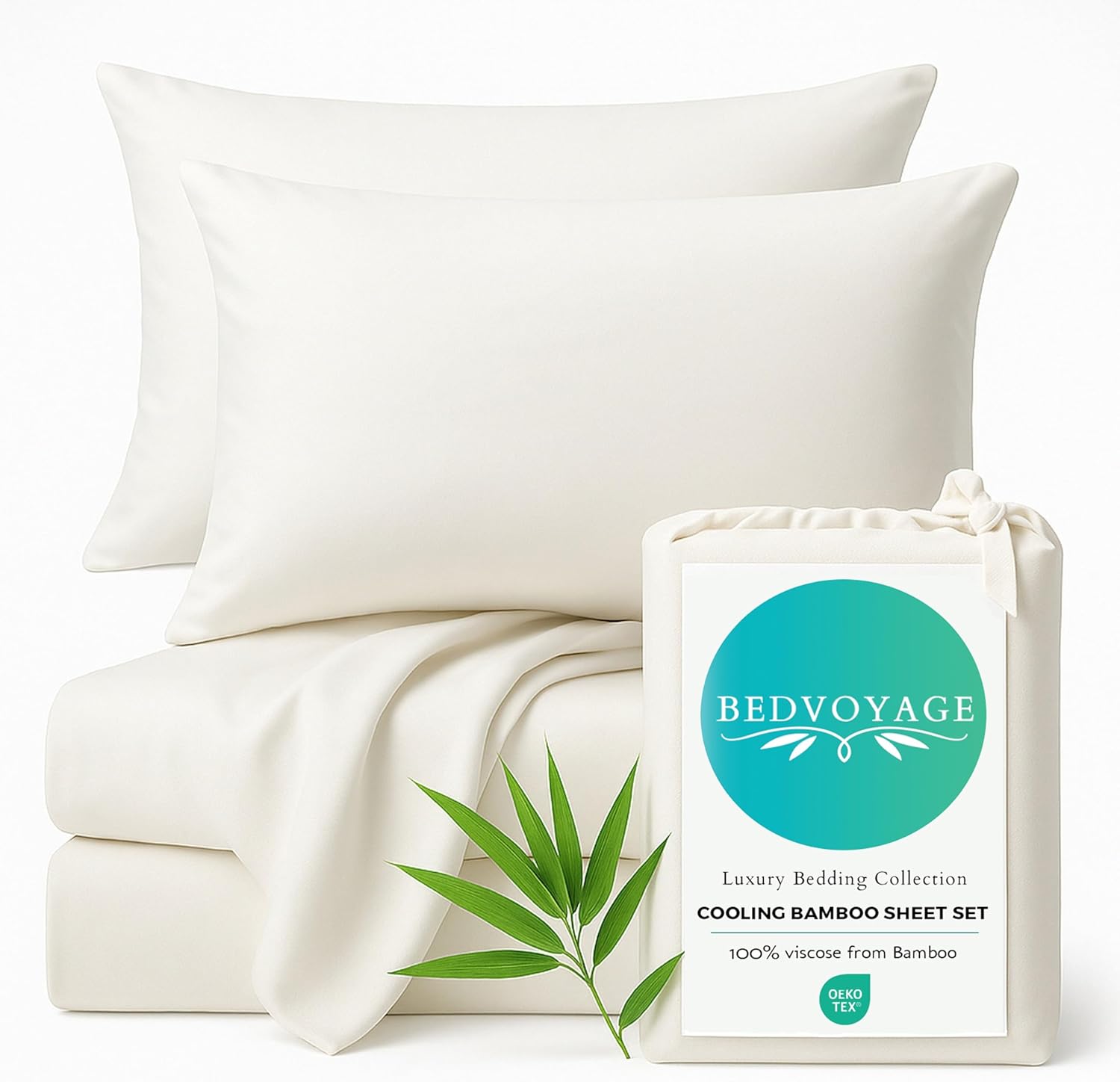 BedVoyage - TwinXL Viscose from Bamboo Sheets Set - Luxury Twin Extra Long Sheets - Cooling Bed Sheet 18' Deep Pocket - Ultra Soft Sheet and Pillowcase Sets - Ivory