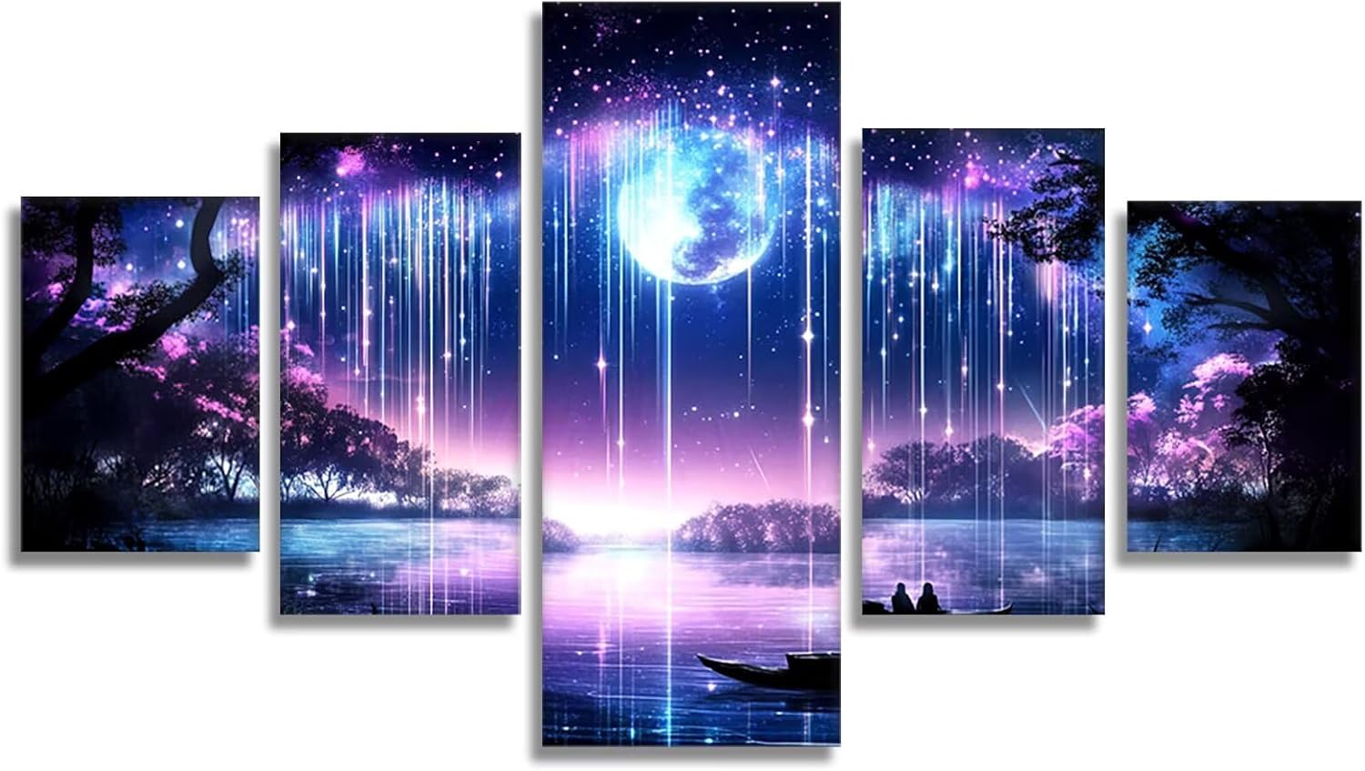 Dream Diamond Art 5 Piece Diamond Painting Galaxy 5D DIY Full Round Drill Dimond Art Paintings Rhinestones Crafts for Adults Gem Painting for Home Decor, Large Artwork for Wall 40 x 80 Inch, Model375