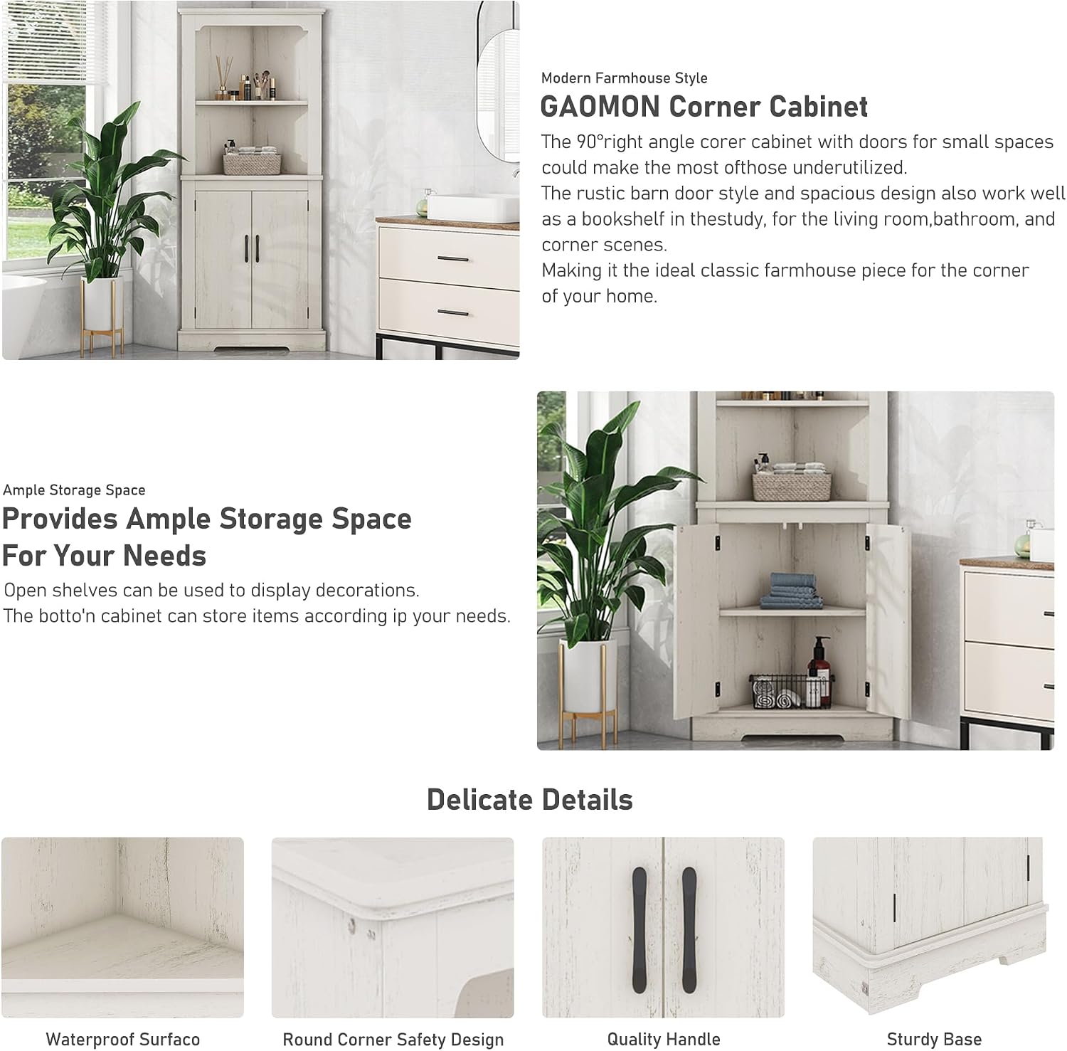 Bellemave Triangle Corner Storage Cabinet, 69.4'' H Tall Bathroom/Kitchen Cabinet with Doors & Shelves, Space-Saving Furniture for Small Spaces (Beige)