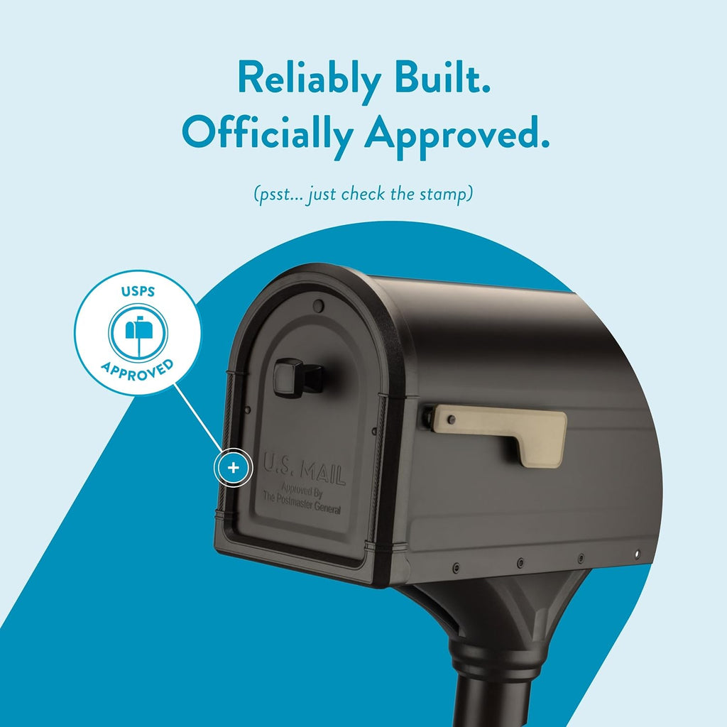 Architectural Mailboxes Roxbury™ Weather-Resistant Steel Metal Mailbox for outside with Post, Rubbed Bronze, Medium Curbside Mailbox with Magnetic Latch, USPS Approved for Residential Delivery