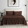 1000 Series- Extra Long Staple 100% Egyptian Cotton Sheet Set,Sateen Weave, Hotel Quality Soft Luxury Bedding, Queen Size 4 Piece Sheet Set Fit 15' Inch to 18' Deep [Stripe Chocolate]