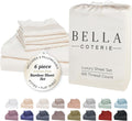 Bella Coterie 6 Piece Luxury Bamboo Viscose Split Top King Size Sheet Set | 34' Split for Adjustable Beds | 100% Organically Grown| Cooling | 18' Deep Pocket | 4 Pillowcases [Ivory]