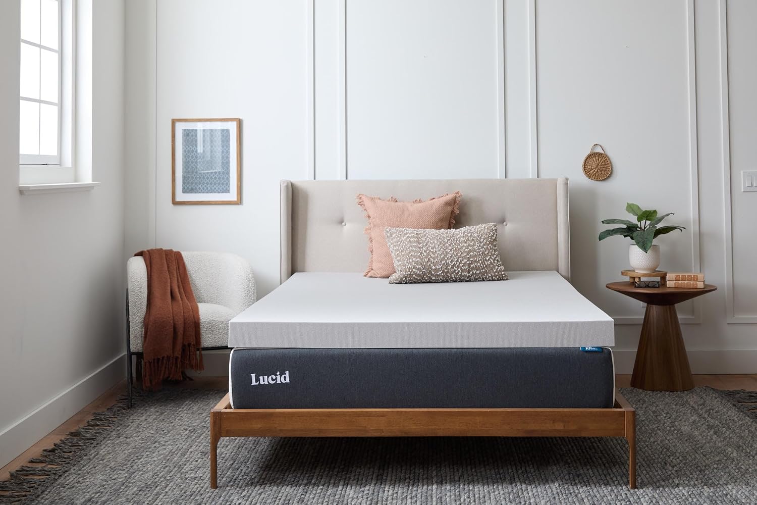 Lucid 4 Inch Bamboo Charcoal Infused Memory Foam Mattress Topper - Full Size – Moisture and Odor Control - Ventilated - Ultra Plush Feel, Pressure-Relief Bed Topper – CertiPur Certified