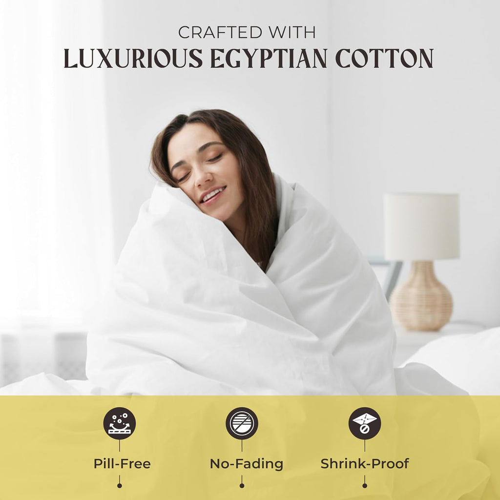 Mayfair Linen 100% Pure Egyptian Cotton Sheet King Size - Luxury 1000 Series Grandiose Collection King Size Sheets Set (6 PC, White), 16' Deep Pocket Sateen Weave Soft Cooling Hotel Bed Sheets Set