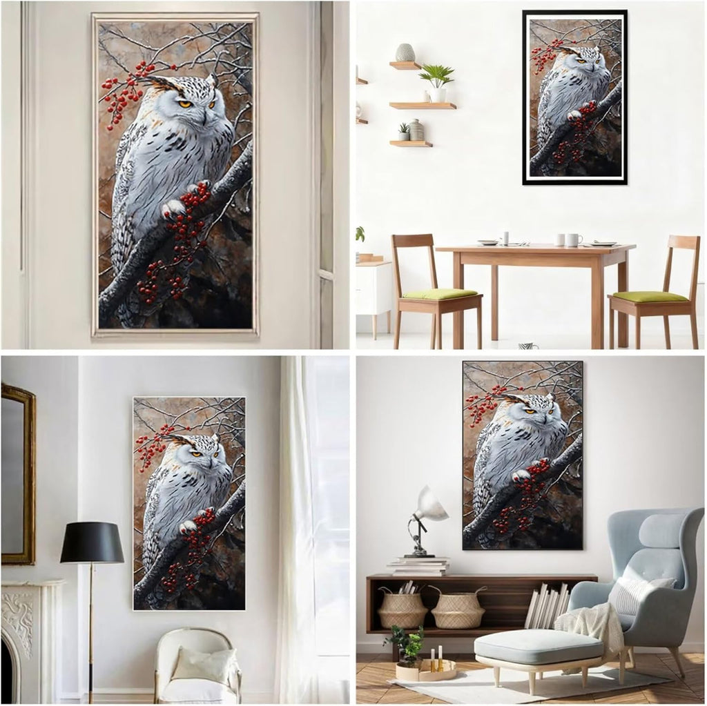 Diamond Art Kits for Adults Owl Diamond Painting Kits 5D DIY Round Snow Full Drill Dimond Art Paintings Crystal Rhinestones Crafts for Adults for Gift Home Wall Decor, Large Size 36 x 72 Inch,Model987