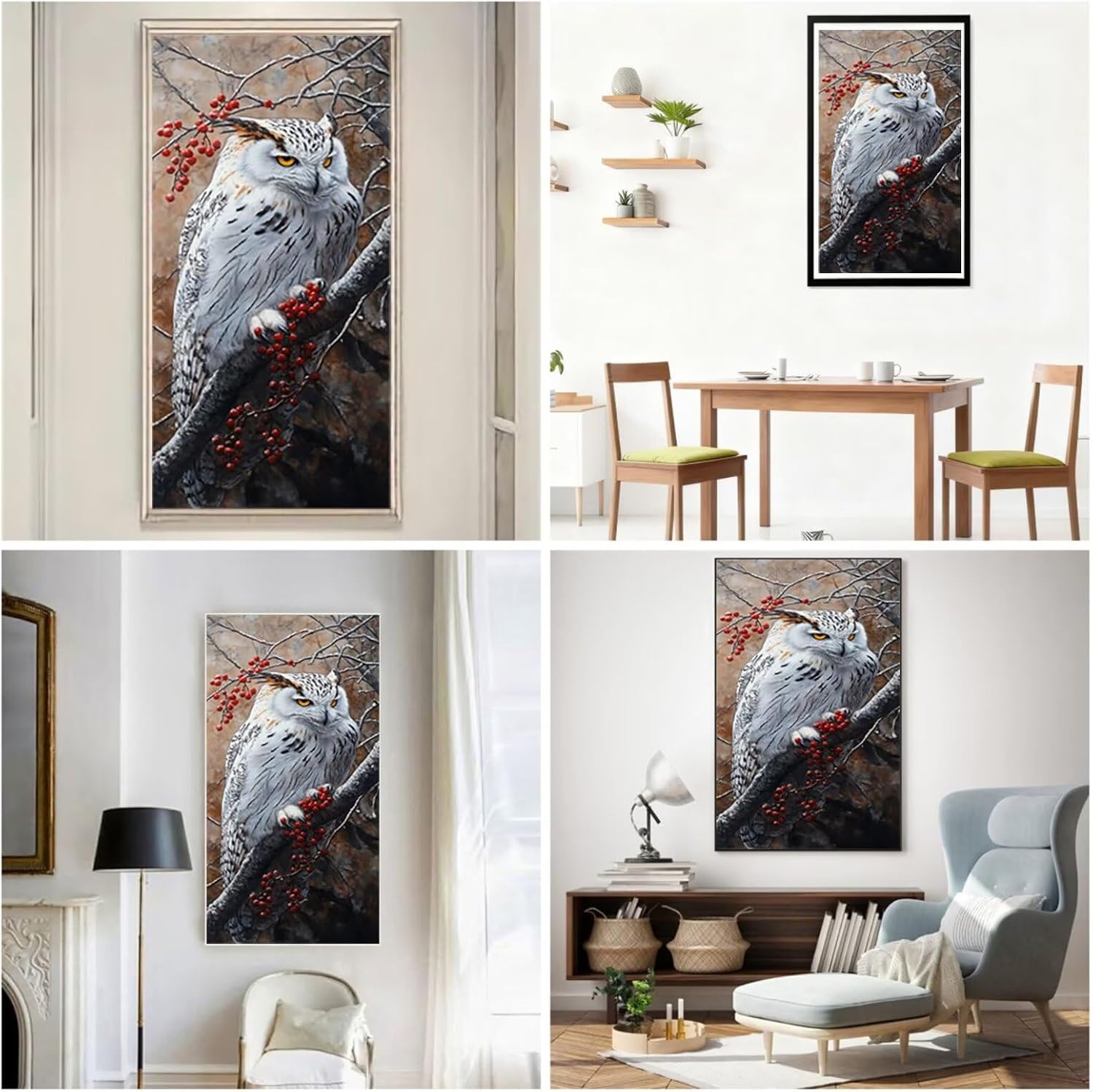 Diamond Art Kits for Adults Owl Diamond Painting Kits 5D DIY Round Snow Full Drill Dimond Art Paintings Crystal Rhinestones Crafts for Adults for Gift Home Wall Decor, Large Size 36 x 72 Inch,Model987