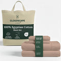 CLOUDSCAPE 100% Egyptian Cotton Sheets Queen Size, 4 Piece Breathable & Silky Sateen Weave Queen Sheet Set, Ultra-Soft & Cooling Hotel Luxury Sheets, Deep Pocket Fitted up to 15', Sepia Rose