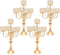 4Pcs 22 Inch Tall 5-Arm Gold Elegant Crystal Candelabra – Fancy Looking Candle Holder, Perfect for Your Table Centerpiece, Wedding & Christmas Dinner Party Events, Home Decor