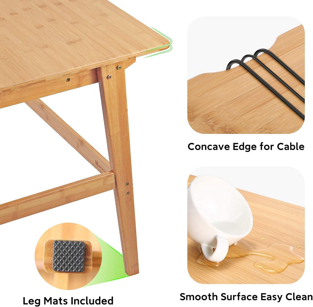 Nnewvante Writing Computer Desk 31.5' Bamboo Home Office Table with Large Drawer, Modern Furniture Simple Study Makeup Workstation