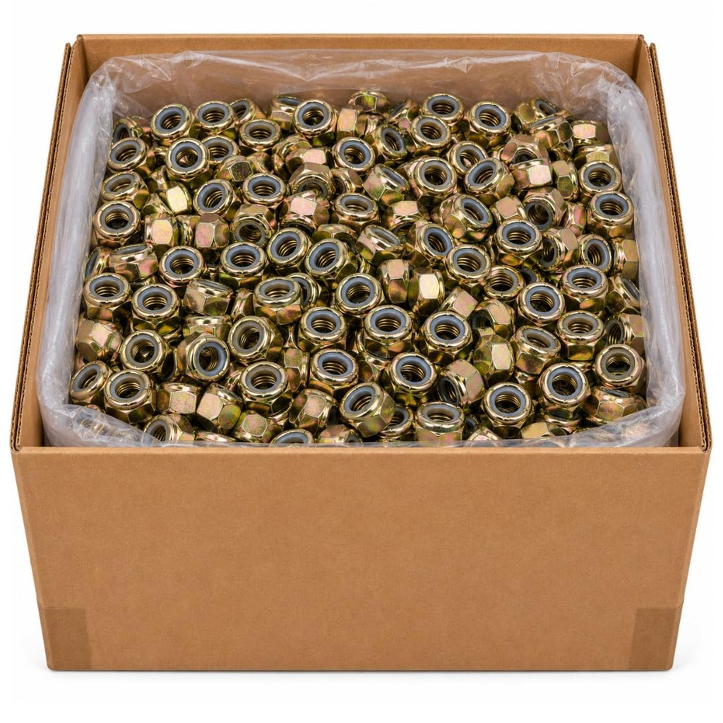 1/2-13 Nylon Lock Nuts (850 Case) – Grade 8 Vibration-Resistant Locking Nuts Coarse Thread for Trailers, Racks & General Mounting – Heavy-Duty Fasteners SAE J995 0.5'