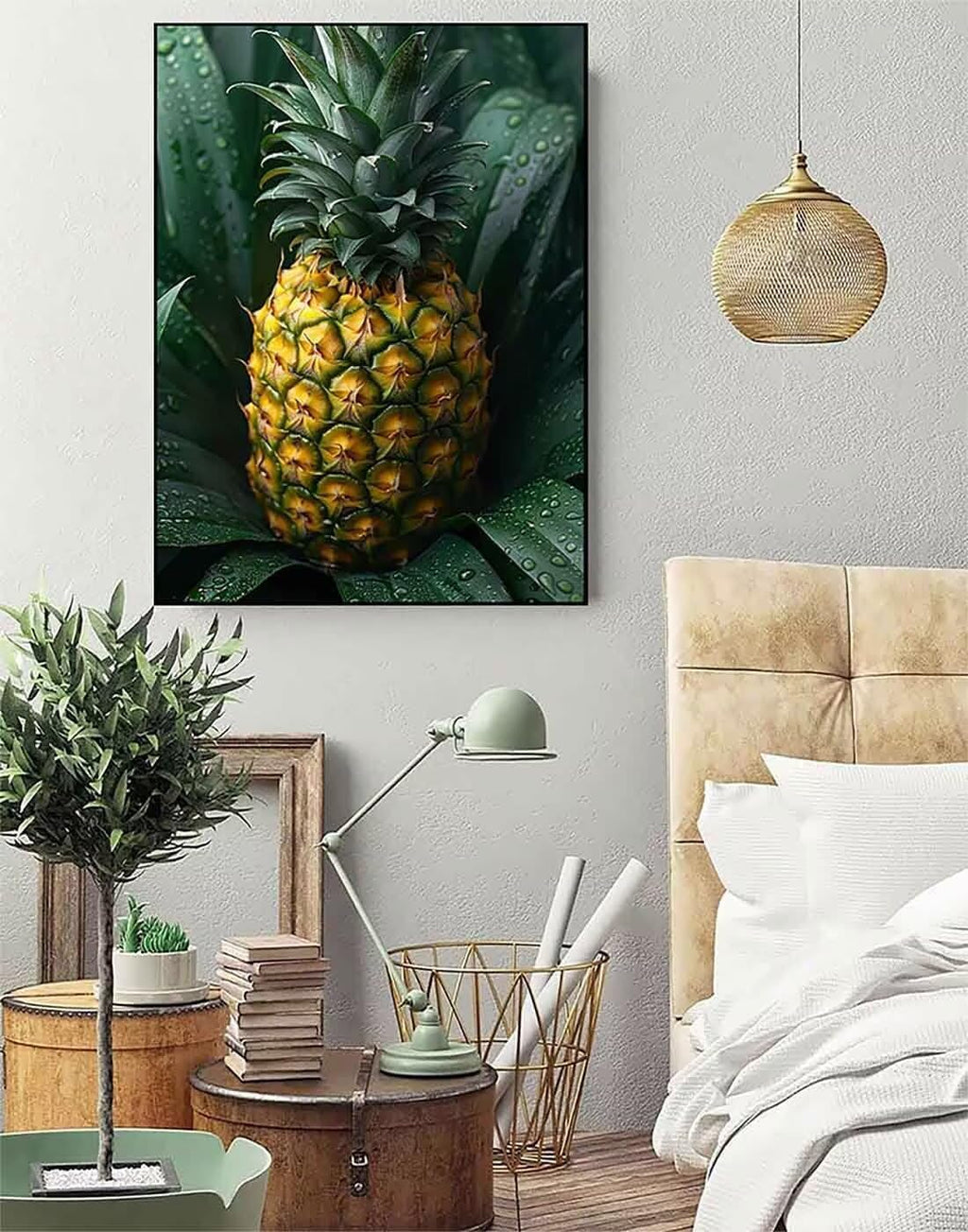 Diamond Art Pineapple Diamond Painting Fruit Dimond Art Painting for Adults Beginners, 5D Crystal Gem Crafts Mosaic Kits for Adults Hobbies for Women Gifts, Room Decor, 36 x 48 Inch Canvas -zjn2506EQ