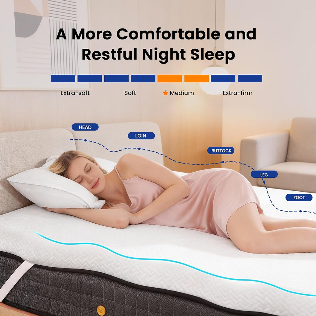 Czpalo 3 Inch Gel Memory Foam Mattress Topper Full, Cooling Mattress Topper with Removable & Washable Cover, CertiPUR-US Certified