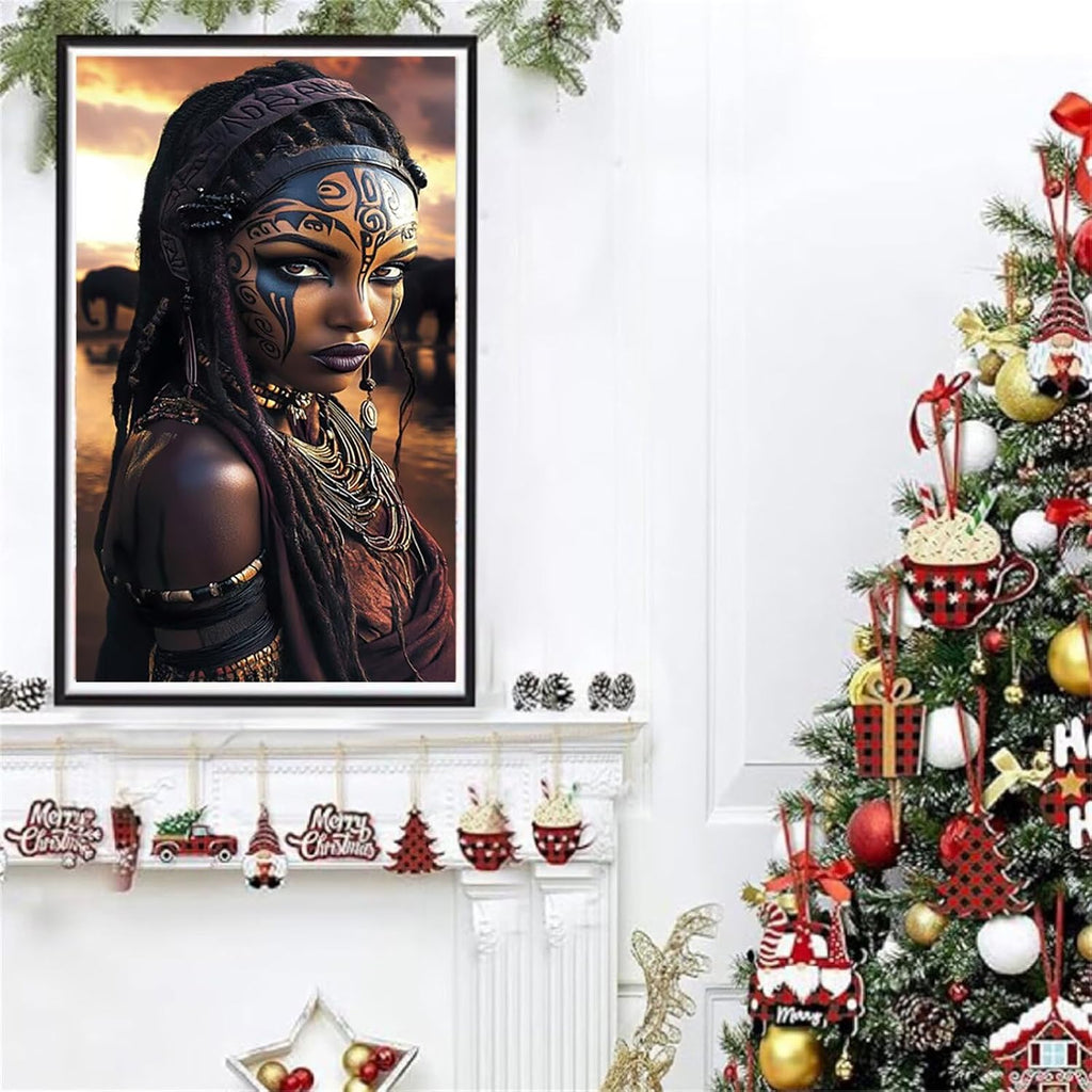 Diamond Art Kits for Adults Africa Diamond Painting Kits, 5D DIY Round Woman Full Drill Dimond Art Paintings Crystal Rhinestones Crafts for Adults for Home Wall Decor, Large Size 36 x 72 Inch,Model879