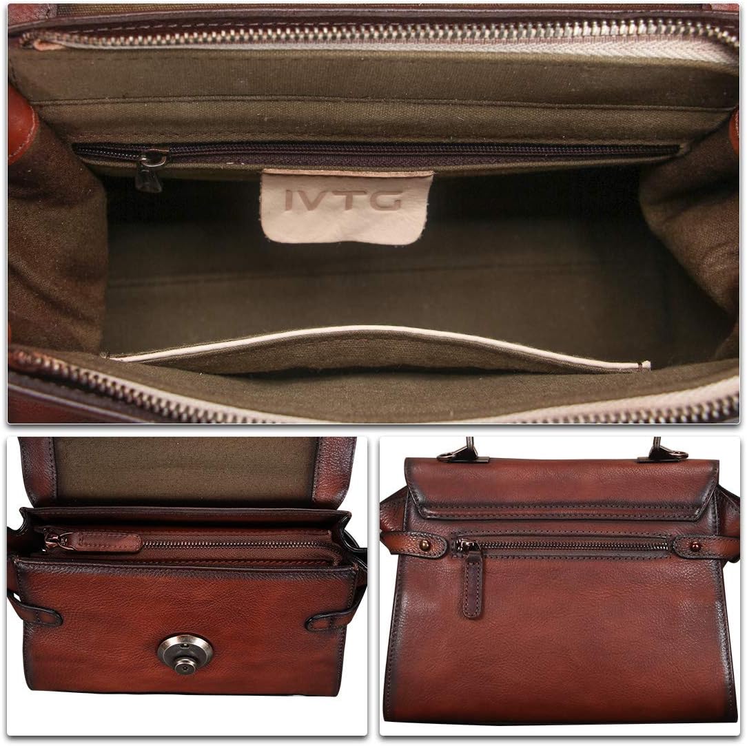 Genuine Leather Purses and Handbags for Women Vintage Real Leather Shoulder Bag Crossbody Purses Satchel Bag with Strap