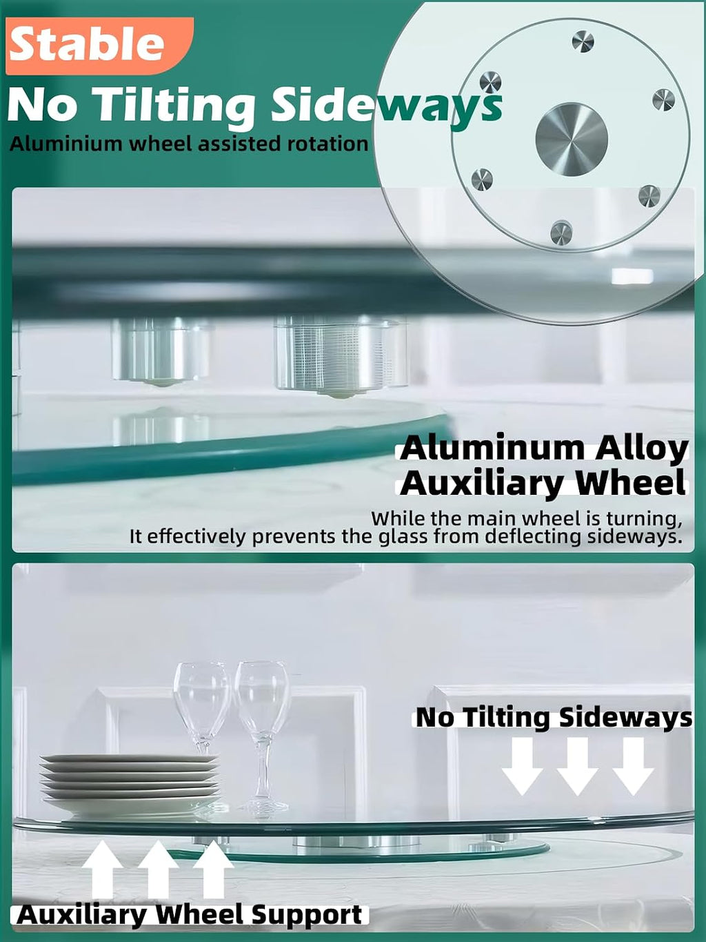 30.7 inch Lazy Susan for Table Top Tempered Glass Rotating Serving Tray for Dining Table, Kitchen Lazy Susan Organizer Spinning Rotating Food Server Party Centerpieces Heavy Duty
