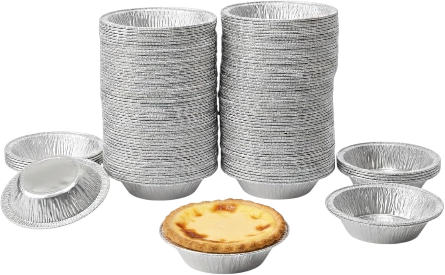1000 Pack Mini Pie Pans - 3 Inch Disposable Aluminum Foil Tart Tins - Small Individual Portion Baking Pans for Tarts, Quiche, and Cheesecakes - Made in USA