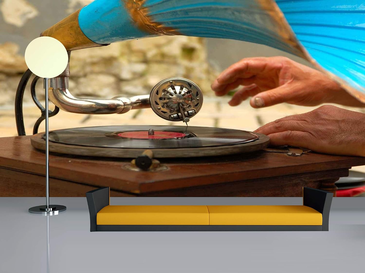Avikalp Exclusive Awi4700 Gramophone Music Instrument Song Full HD Wallpapers (10 x 8 ft)
