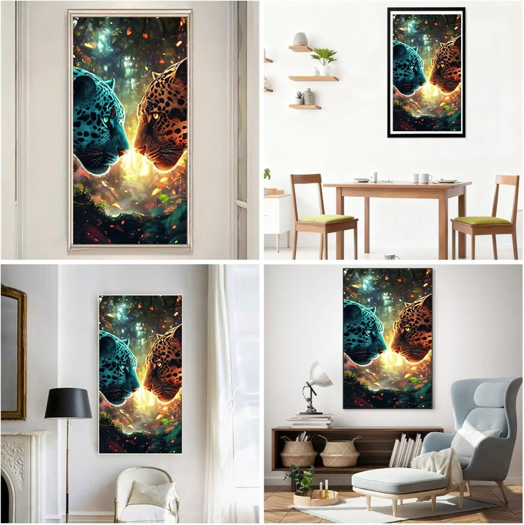 Diamond Art Kits for Adults Leopard Diamond Painting Kits, 5D DIY Round Animal Full Drill Dimond Art Paintings Rhinestones Crafts for Adults for Gift Home Wall Decor, Large Size 36 x 72 Inch, Model669