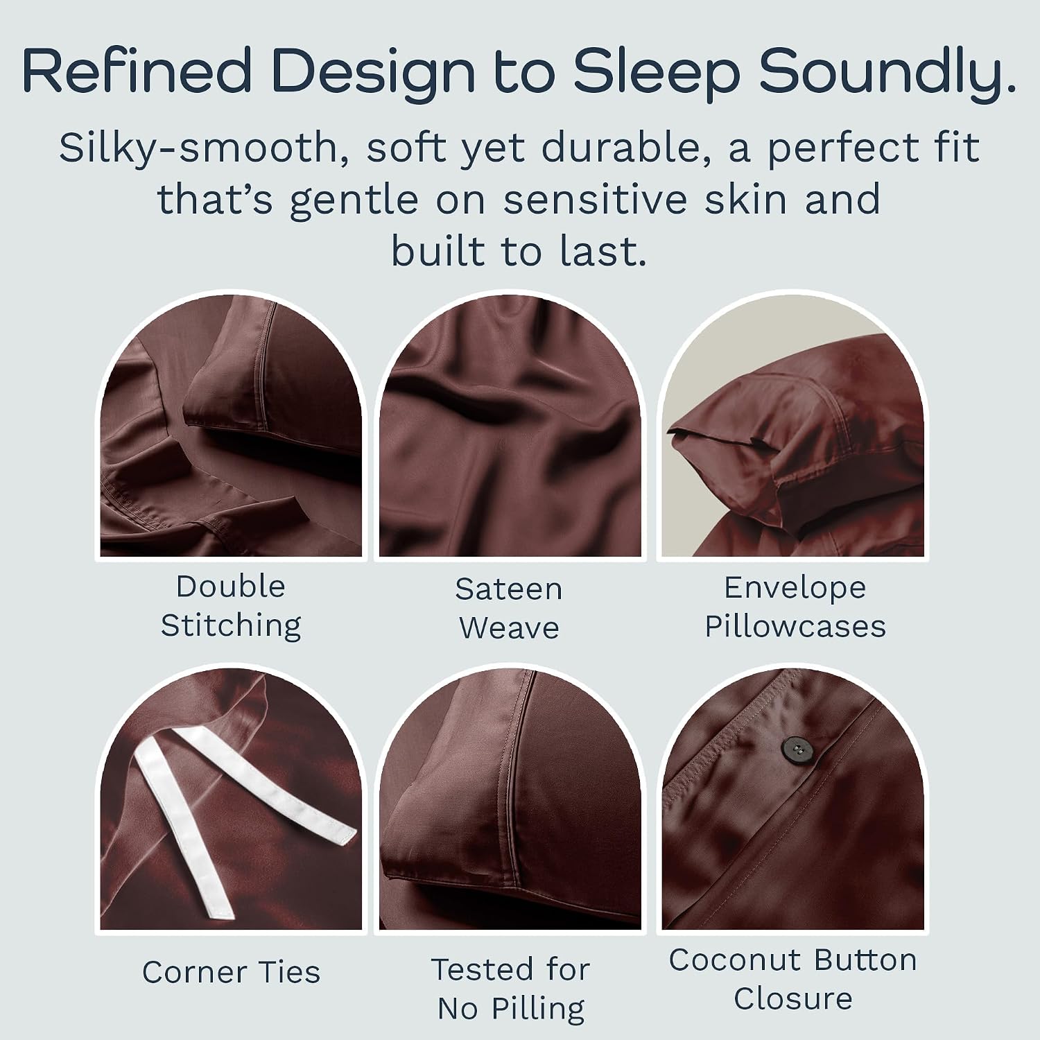 Olive + Crate Queen Size Tencel Duvet Cover Set - Hypoallergenic, Cooling Eucalyptus Duvet Cover for Hot Sleepers with Two Pillowcases - Cacao 3-Piece