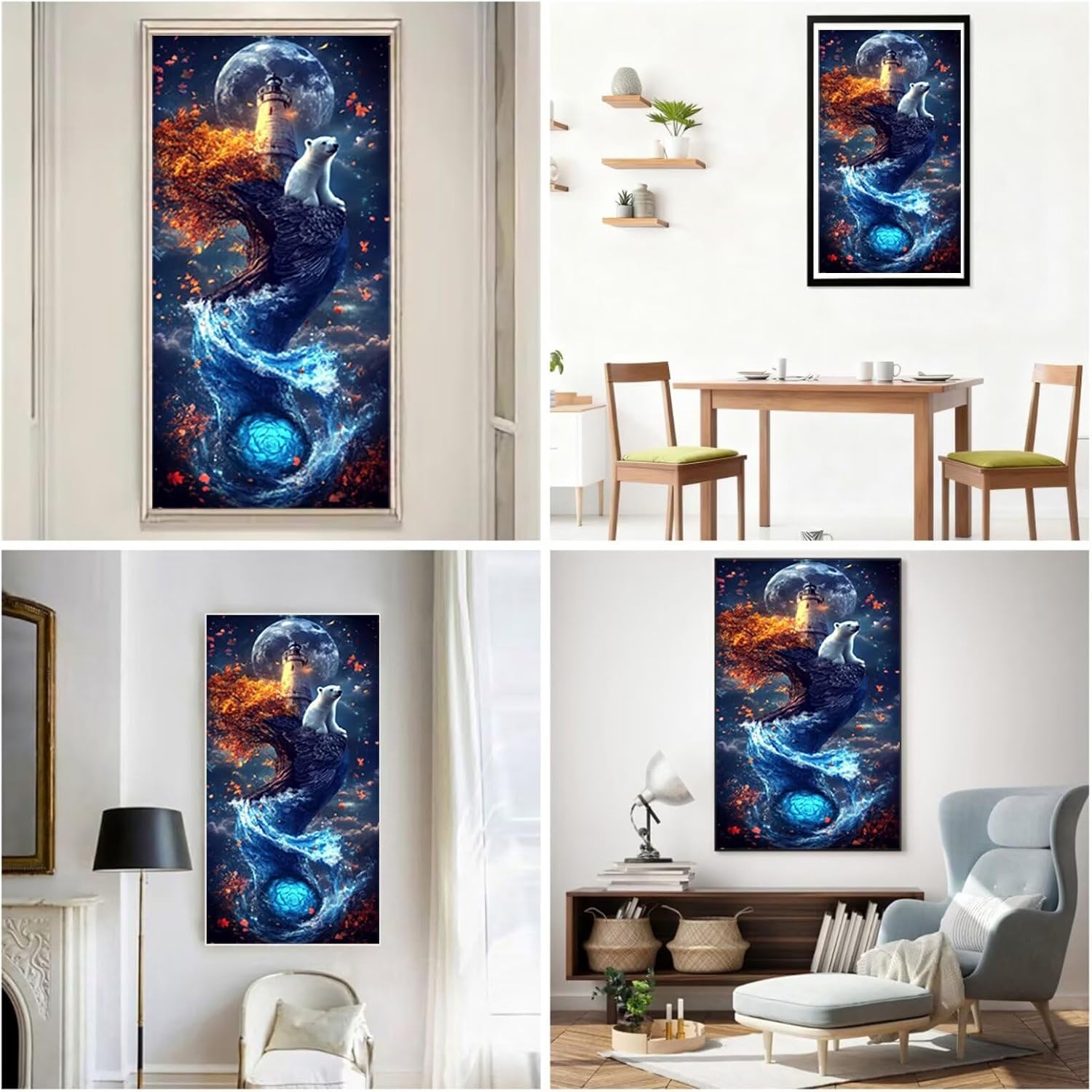 Diamond Art Kits for Adults Lighthouse Diamond Painting Kits, 5D DIY Round Animal Full Drill Dimond Art Paintings Crystal Crafts for Adults for Gift Home Wall Decor, Large Size 36 x 72 Inch, Model675