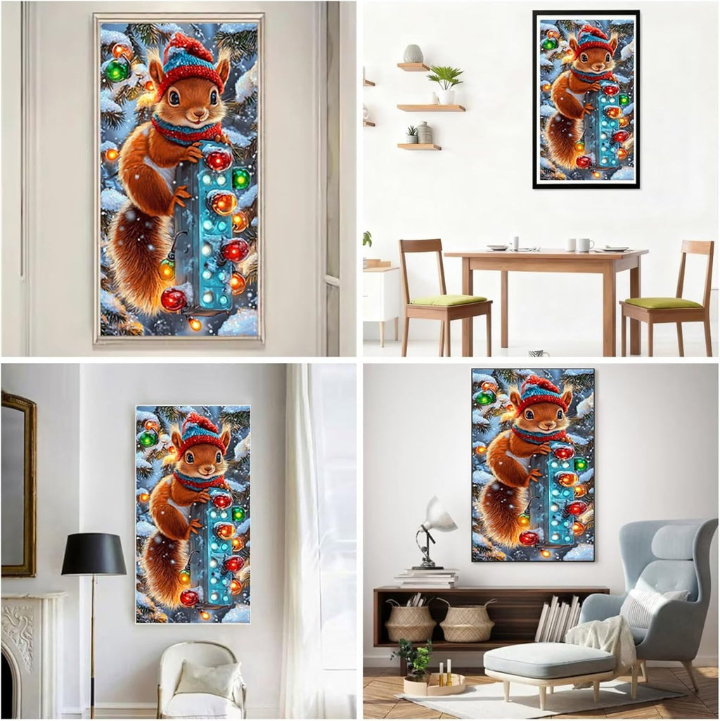 Diamond Art Kits for Adults Squirrel Diamond Painting Kits, 5D DIY Square Animal Full Drill Dimond Art Paintings Crystal Crafts for Adults for Gift Home Wall Decor, Large Size 40 x 80 Inch, Model810