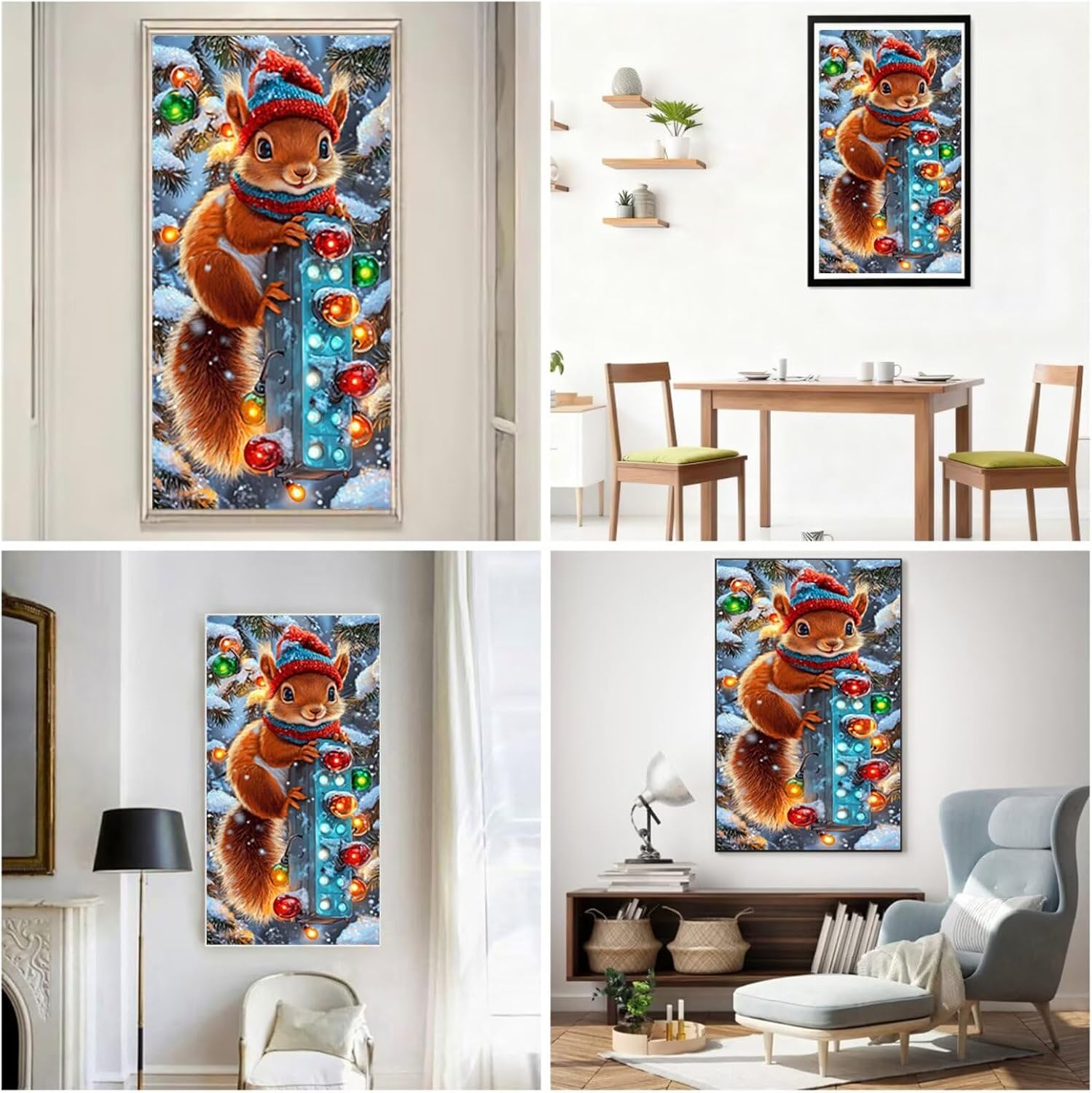 Diamond Art Kits for Adults Squirrel Diamond Painting Kits, 5D DIY Square Animal Full Drill Dimond Art Paintings Crystal Crafts for Adults for Gift Home Wall Decor, Large Size 36 x 72 Inch, Model810