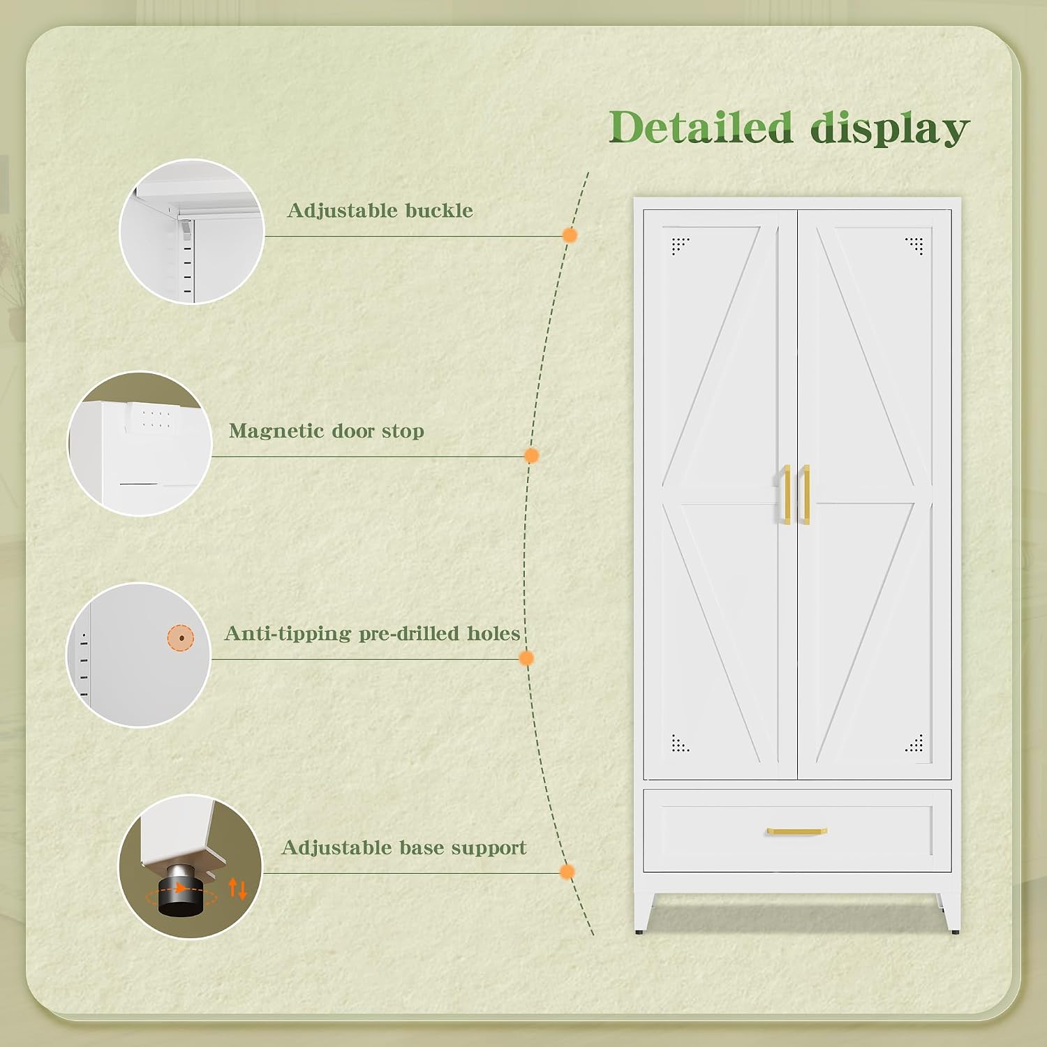 71' Tall Kitchen Pantry Storage Cabinet with Barn Doors, Drawer & Adjustable Shelves, Freestanding Storage Kitchen Cupboard, Versatile Food Pantry for Dining Room, 32' Wide,White